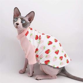 img 2 attached to 🐱 Sphynx Hairless Cat Cute Summer Cotton T-Shirts: Breathable Milk Bottle Pattern Pet Clothes, Round Collar Vest Kitten Shirts: Sleeveless Apparel for Cats & Small Dogs