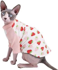 img 4 attached to 🐱 Sphynx Hairless Cat Cute Summer Cotton T-Shirts: Breathable Milk Bottle Pattern Pet Clothes, Round Collar Vest Kitten Shirts: Sleeveless Apparel for Cats & Small Dogs