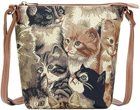 img 4 attached to 🐱 CAT Women's Handbags & Wallets: Adjustable Lightweight Signare Tapestry Sling