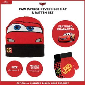 img 1 attached to Warm up your Disney fan with Lightning McQueen Winter Hat and Mittens Set (Toddler/Little Boys)