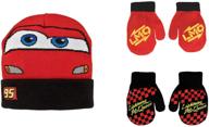 warm up your disney fan with lightning mcqueen winter hat and mittens set (toddler/little boys) logo