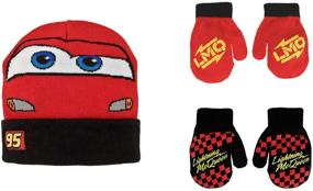 img 4 attached to Warm up your Disney fan with Lightning McQueen Winter Hat and Mittens Set (Toddler/Little Boys)