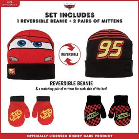 img 2 attached to Warm up your Disney fan with Lightning McQueen Winter Hat and Mittens Set (Toddler/Little Boys)