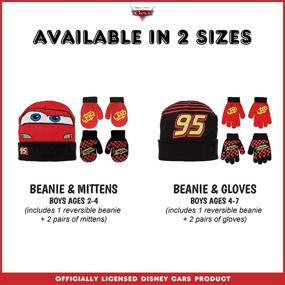 img 3 attached to Warm up your Disney fan with Lightning McQueen Winter Hat and Mittens Set (Toddler/Little Boys)