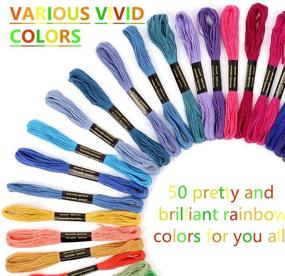 img 1 attached to 🧵 50-Color Embroidery Floss and Needle Kit for Crafts: Premium Rainbow Thread with Sewing Needles, Cross Stitch, Bracelets, Hand Sewing Needle Threaders - Perfect for Crafter Lovers