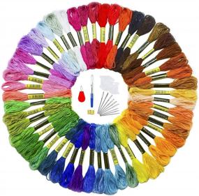 img 4 attached to 🧵 50-Color Embroidery Floss and Needle Kit for Crafts: Premium Rainbow Thread with Sewing Needles, Cross Stitch, Bracelets, Hand Sewing Needle Threaders - Perfect for Crafter Lovers