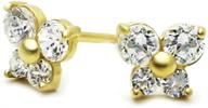 exquisite solid 14k gold cartilage earrings with cz stone - small butterfly studs with screwback logo
