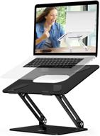 💻 epn laptop stand - adjustable height ergonomic aluminium alloy computer riser with heat-vent, compatible for macbook pro/air, dell xps, hp, samsung laptops up to 17" - black logo