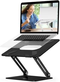 img 4 attached to 💻 EPN Laptop Stand - Adjustable Height Ergonomic Aluminium Alloy Computer Riser with Heat-Vent, Compatible for MacBook Pro/Air, Dell XPS, HP, Samsung Laptops Up to 17" - Black