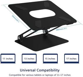 img 2 attached to 💻 EPN Laptop Stand - Adjustable Height Ergonomic Aluminium Alloy Computer Riser with Heat-Vent, Compatible for MacBook Pro/Air, Dell XPS, HP, Samsung Laptops Up to 17" - Black