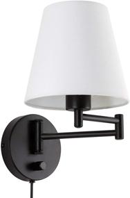 img 4 attached to 💡 CO-Z Modern Swing Arm Wall Mount Light Plug in - Corded Wall Lamps with White Fabric Shade - Black Metal Adjustable Wall Sconce - Wall Mount Lamp for Bedroom, Living Room, Bedside