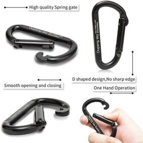 img 3 attached to 🔒 855lbs Heavy Duty Carabiner Clip 4 Pack - Ideal for Hammocks, Camping, Hiking, Keychains, Outdoors and Gym! Perfect for Dog Leash, Harness and Key Ring - Black