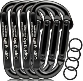 img 4 attached to 🔒 855lbs Heavy Duty Carabiner Clip 4 Pack - Ideal for Hammocks, Camping, Hiking, Keychains, Outdoors and Gym! Perfect for Dog Leash, Harness and Key Ring - Black