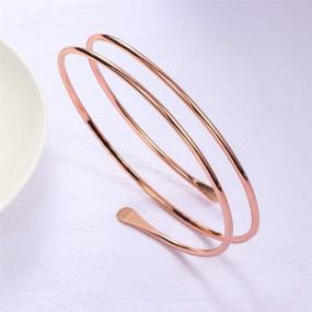 img 3 attached to 💫 MANZHEN Gold Swirl Adjustable Arm Bracelet - Simple Upper Arm Armband Cuff with Charm - Stylish Jewelry Accessory