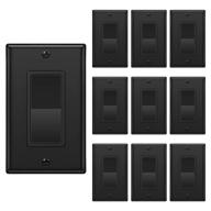 🔌 10 pack of bestten single pole decorator wall light switches with wallplate, 15a 120/277v, on/off rocker paddle interrupter, ul listed, black логотип
