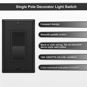 img 3 attached to 🔌 10 Pack of BESTTEN Single Pole Decorator Wall Light Switches with Wallplate, 15A 120/277V, On/Off Rocker Paddle Interrupter, UL Listed, Black