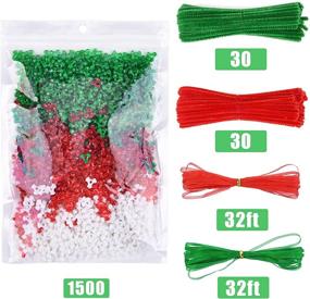 img 3 attached to Livder Christmas Beads Wreath Cane Ornament Kit with 1500 Triangle Beads, 60 Chenille Stems, and 64 Feet of Ribbons for Festive Xmas Crafts and Decorations