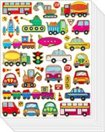 🚗 vibrant car glitter sticker set - truck, bus, tank, taxi, train, railway, van - cute vehicle toy for scrapbook, card craft - 10 sheets - perfect for kids logo