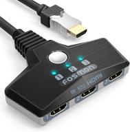 fosmon 3-портовый hdmi 2.0 автоматический переключатель 4k 60гц, 3x1 переключатель автоматического uhd 3d hdr full hd 1080p 60гц hdcp 2.2, hdmi разветвительный центр для apple tv roku fire tv stick hdtv ps4 xbox one chromecast 3. логотип