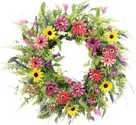 🌺 colorful spring and summer 24” artificial floral wreath for front door, home decor and festival celebration логотип