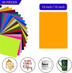 img 3 attached to 🎨 Vibrant Assorted Colors HTV Starter Pack - 20 Sheets, Ideal for DIY T-Shirts, Hats & More! Works with Silhouette Cameo, Cricut, Heat Press Machine - 12"x15