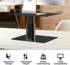 img 2 attached to BoYata Monitor Stand: Adjustable Metal Computer Riser for TV, PC, Laptop, iMac & More - Black