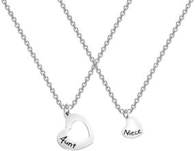 img 4 attached to ❤️ AUNTIE Necklace - Gift for Aunt from Niece or Nephew, Love Heart Pendant Necklace - AKTAP Necklace for Aunt