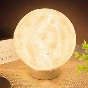 img 4 attached to 🌙 Moon Lights with LED Night Light Function, Touch & Remote Control, USB Charging Stand for Bedrooms - Perfect Holiday Gifts