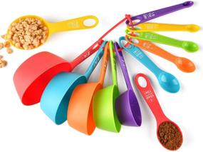 img 4 attached to Colorful Set of 12 Stackable Measuring Cups and Spoons - Ideal for Measuring Dry and Liquid Ingredients in Baking and Cooking (Random Color)