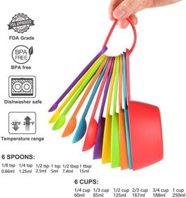 img 2 attached to Colorful Set of 12 Stackable Measuring Cups and Spoons - Ideal for Measuring Dry and Liquid Ingredients in Baking and Cooking (Random Color)