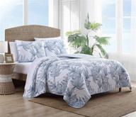 🛏️ tommy bahama kayo collection quilt set: 100% cotton, cozy, soft, breathable - reversible & medium-weight for all season bedding, king, blue logo