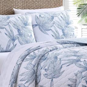 img 2 attached to 🛏️ Tommy Bahama Kayo Collection Quilt Set: 100% Cotton, Cozy, Soft, Breathable - Reversible & Medium-Weight for All Season Bedding, King, Blue