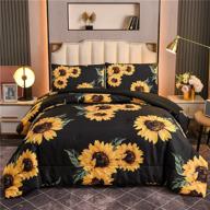 ntbed black sunflowers comforter set queen - vibrant yellow floral botanical 3-piece microfiber bedding quilt for boys, girls, and teens - ideal for queen size beds logo