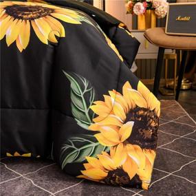 img 1 attached to NTBED Black Sunflowers Comforter Set Queen - Vibrant Yellow Floral Botanical 3-Piece Microfiber Bedding Quilt for Boys, Girls, and Teens - Ideal for Queen Size Beds