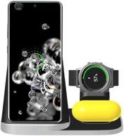 🔌 4-in-1 qi-certified wireless charger: fast charging stand for samsung galaxy watch 4, active2, gear s2/s3 classic, galaxy watch ch(sm-r800), galaxy buds, samsung s21/s21 ultra/s20/s10/s7, z flip, z fold 3 logo