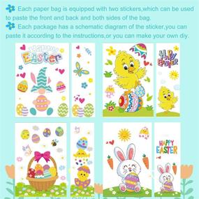 img 2 attached to Easter Kraft Gift Paper Bags with Handles, 12Pcs, Includes 24 Sheet DIY Stickers - Happy Easter Treat Goodie Bags Craft Bunny Egg Hunt Chicks Sheep Decoration for Kids, Size 8.3 x 6.3 X 3.2in