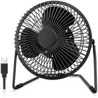 💨 easyacc 6-inch usb desk fan - small, quiet, and powerful usb powered portable fan with strong airflow - mini metal usb fan with 360° rotation - personal cooling fan for home office - black (usb powered only) logo