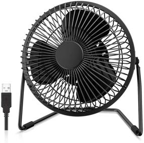 img 4 attached to 💨 EasyAcc 6-Inch USB Desk Fan - Small, Quiet, and Powerful USB Powered Portable Fan with Strong Airflow - Mini Metal USB Fan with 360° Rotation - Personal Cooling Fan for Home Office - Black (USB Powered Only)