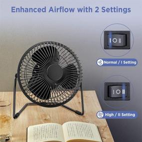 img 1 attached to 💨 EasyAcc 6-Inch USB Desk Fan - Small, Quiet, and Powerful USB Powered Portable Fan with Strong Airflow - Mini Metal USB Fan with 360° Rotation - Personal Cooling Fan for Home Office - Black (USB Powered Only)