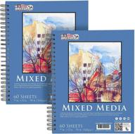 📒 u.s. art supply 9x12 mixed media paper pad sketchbook, 2 pack - 60 sheets, spiral-bound, acid-free logo