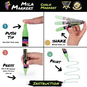 img 1 attached to 🌈 Mila Markers Chalk Markers Set: 11 Colorful Neon Pens, Chalkboard, Stencils, Labels - Premium Liquid Chalkboard Ink with Gold, Silver, and Extra White, 6mm Tips