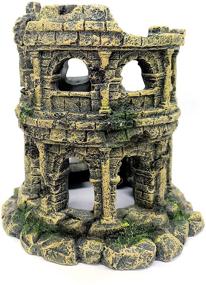 img 4 attached to European Castle Aquarium Decorations: M2cbridge Antique Roman Column Ruins Fish Tank Hideout Rocks