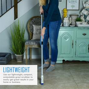 img 2 attached to 🧹 Telescopic Grout Cleaner Brush with Tough Bristles for Kitchen, Shower, Tub, and Tile Surfaces - by ELITRA HOME (Swivel Grout Scrubber)