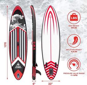 img 3 attached to 🌊 VWB Inflatable Stand Up Paddle Board (11'×33"×6") SUP Board Kit with Non-Slip Deck, Backpack Waterproof Bag, Adjustable Paddle, Board Manual, Air Pump, Leash, Caudal Fin - Ideal for Youth & Adults