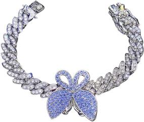 img 4 attached to 💎 Sparkle in Style with Pingyongchang Miami Cuban Link Butterfly Bracelet - 13MM Iced Out CZ Glitter Bangle; Perfect Hip Hop Rapper Jewelry for Women & Girls