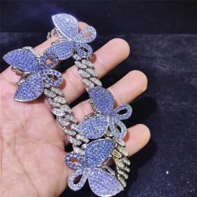 img 3 attached to 💎 Sparkle in Style with Pingyongchang Miami Cuban Link Butterfly Bracelet - 13MM Iced Out CZ Glitter Bangle; Perfect Hip Hop Rapper Jewelry for Women & Girls