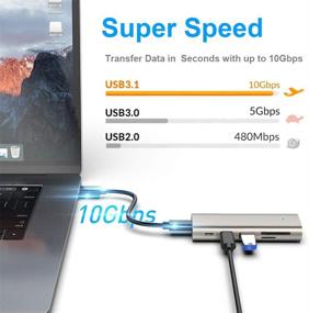 img 3 attached to 🔌 High-Speed USB 3.2/3.1 Gen 2 Hub, 10Gbps USB C Data Hub with Type C Ports, Type A Port and SD/TF Card Reader - Compatible with Windows/Mac/Linux RT-HC463