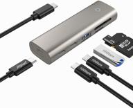 🔌 high-speed usb 3.2/3.1 gen 2 hub, 10gbps usb c data hub with type c ports, type a port and sd/tf card reader - compatible with windows/mac/linux rt-hc463 logo