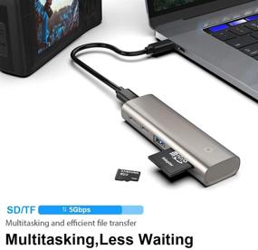 img 1 attached to 🔌 High-Speed USB 3.2/3.1 Gen 2 Hub, 10Gbps USB C Data Hub with Type C Ports, Type A Port and SD/TF Card Reader - Compatible with Windows/Mac/Linux RT-HC463