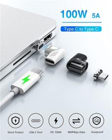 img 3 attached to Магнитный адаптер USB-C, набор из 3 штук - совместим с MacBookPro/Air/PadPro/Dell XPS и другими устройствами - быстрая зарядка USB PD 100W и передача данных 480 Мб/с - белый.